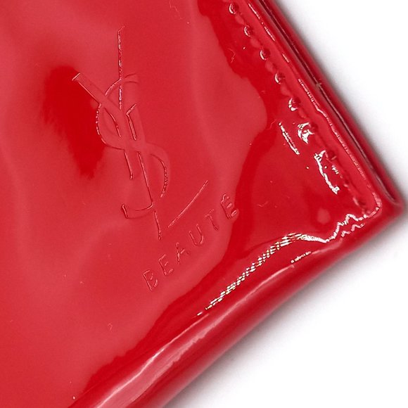 Yves Saint Laurent Red Leather Clutch Shoulder Bag YSL Pin Purse Gold-to… - Picture 7 of 13